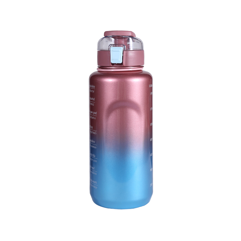 Juego de botellas de agua deportivas con copa espacial degradado multicolor con cubierta de rebote