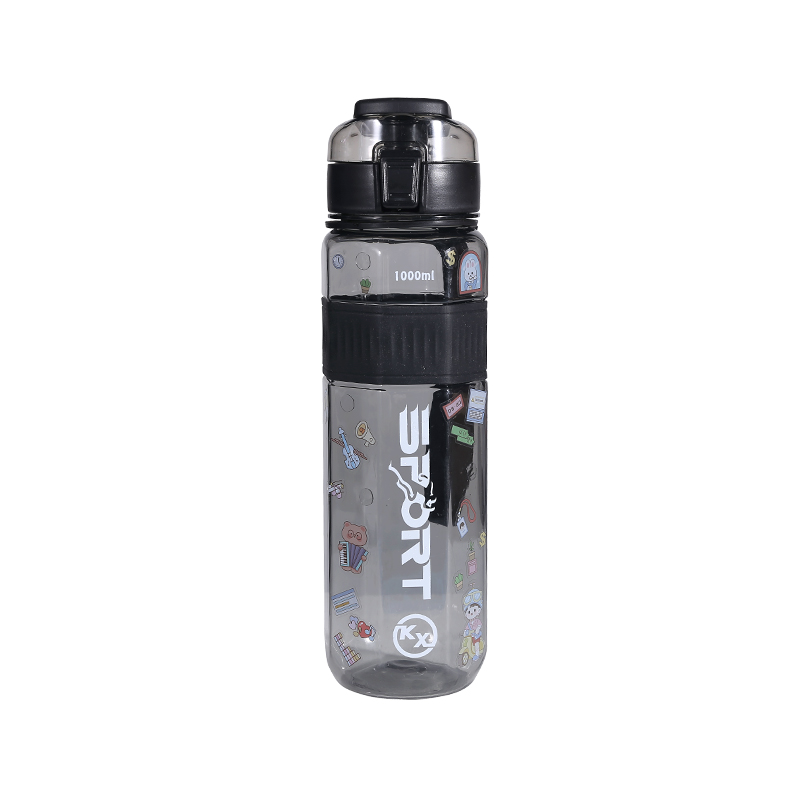 Botella de agua deportiva octogonal de plástico transparente de 1000 ml