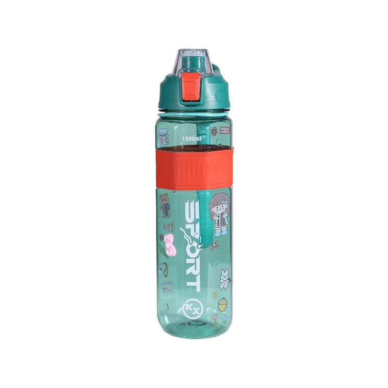 Botella de agua deportiva octogonal de plástico transparente de 1000 ml