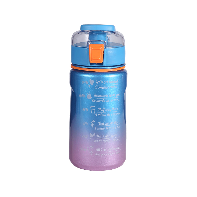 Juego de botellas de agua deportivas con copa espacial degradado multicolor con cubierta de rebote