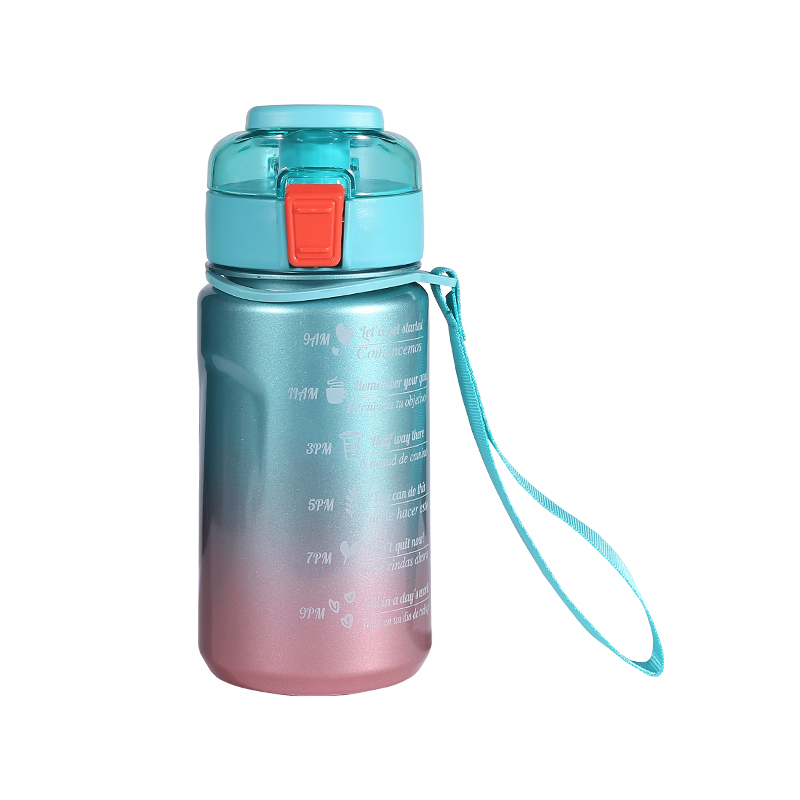 Juego de botellas de agua deportivas con copa espacial degradado multicolor con cubierta de rebote