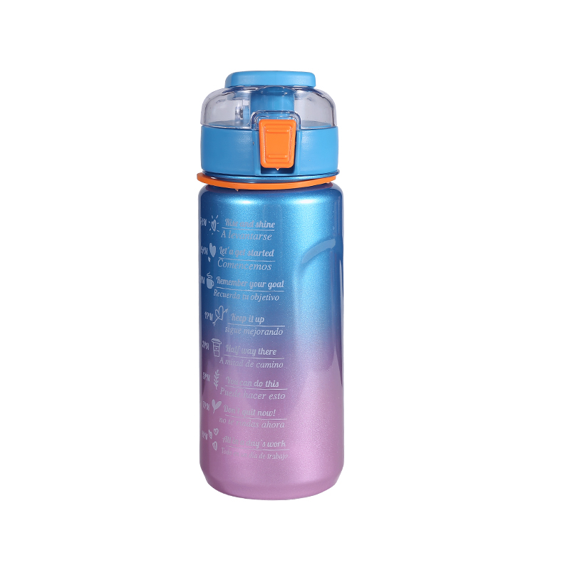 Juego de botellas de agua deportivas con copa espacial degradado multicolor con cubierta de rebote