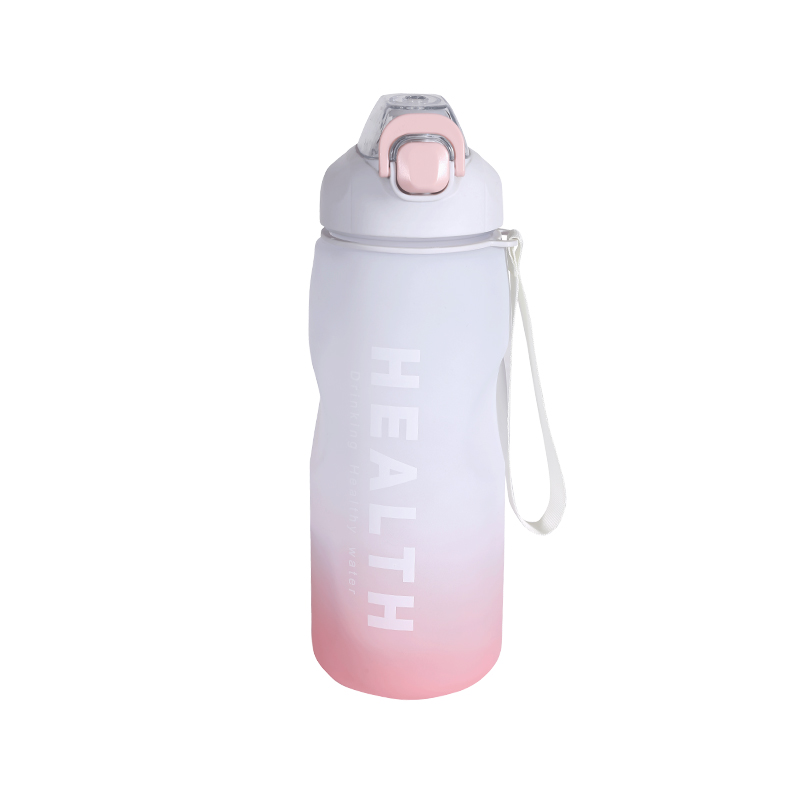 Taza de botella de agua deportiva con gradiente multicolor esmerilado de plástico