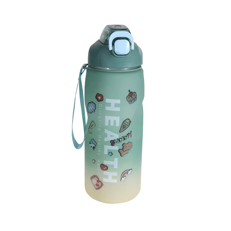 Taza de botella de agua deportiva con gradiente multicolor esmerilado de plástico