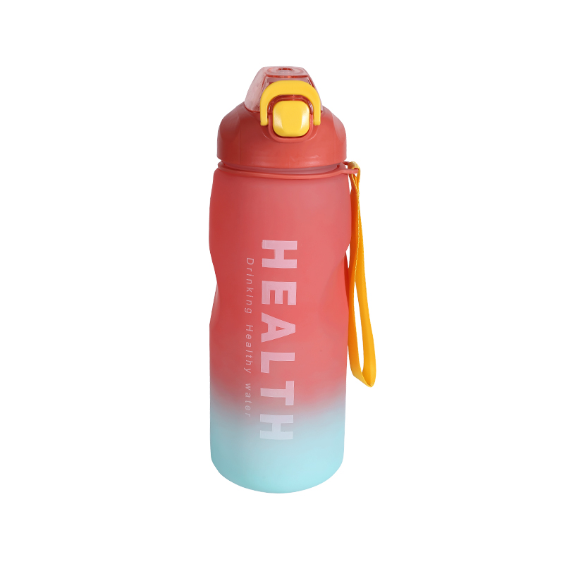 Taza de botella de agua deportiva con gradiente multicolor esmerilado de plástico