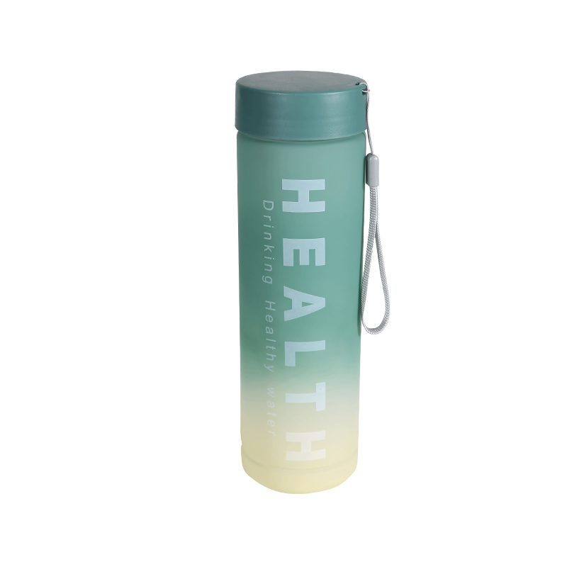 Taza de botella de agua deportiva con gradiente multicolor esmerilado de plástico