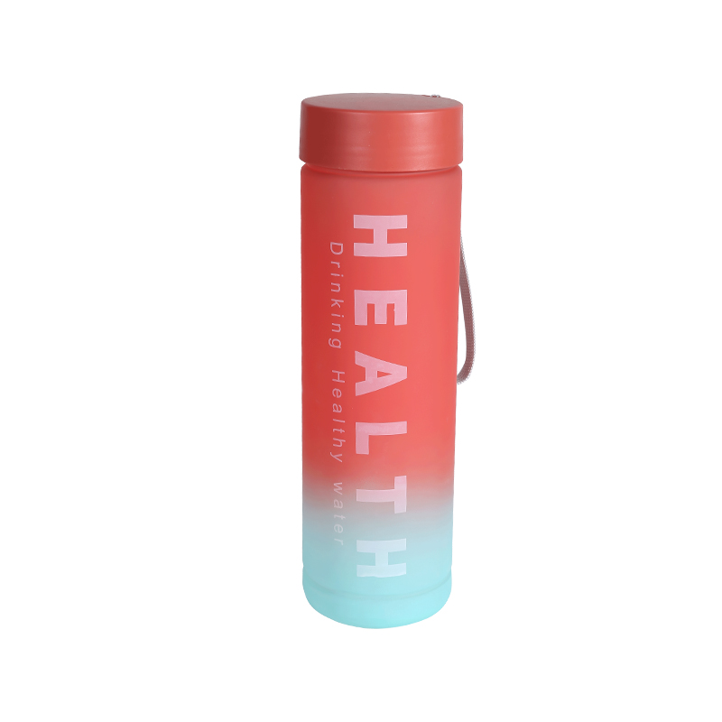 Taza de botella de agua deportiva con gradiente multicolor esmerilado de plástico