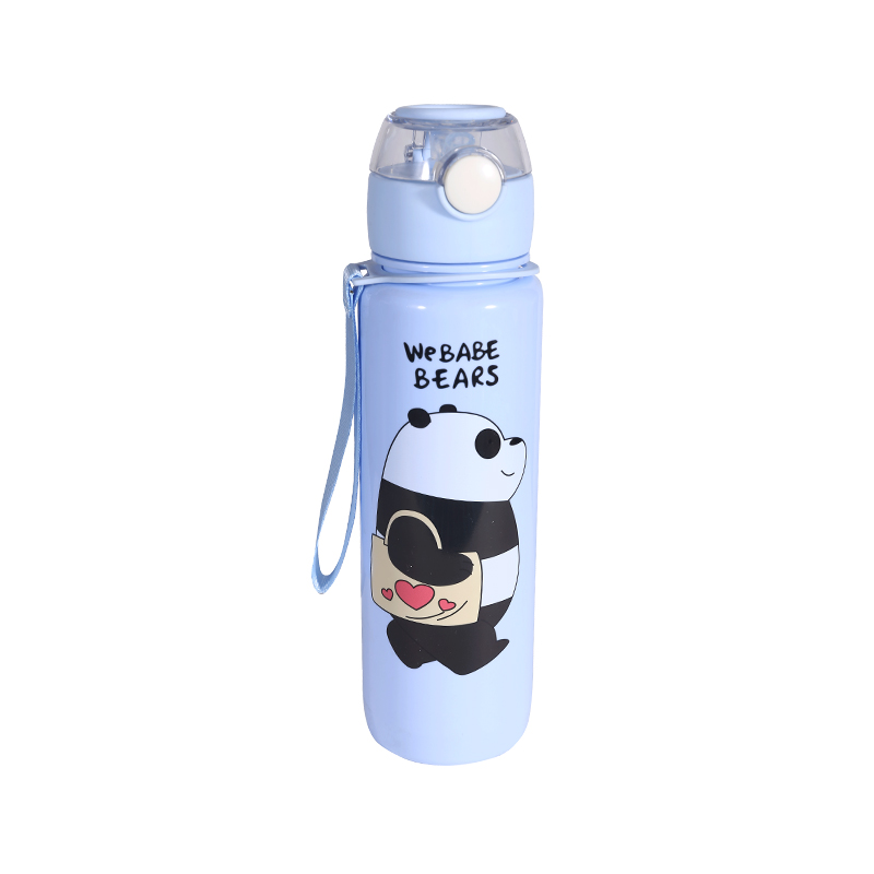 Taza de botella de agua para niños con patrón de oso de dibujos animados de plástico