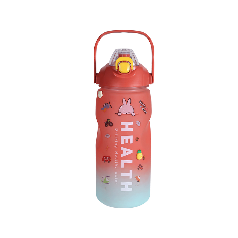 Taza de botella de agua deportiva con gradiente multicolor esmerilado de plástico