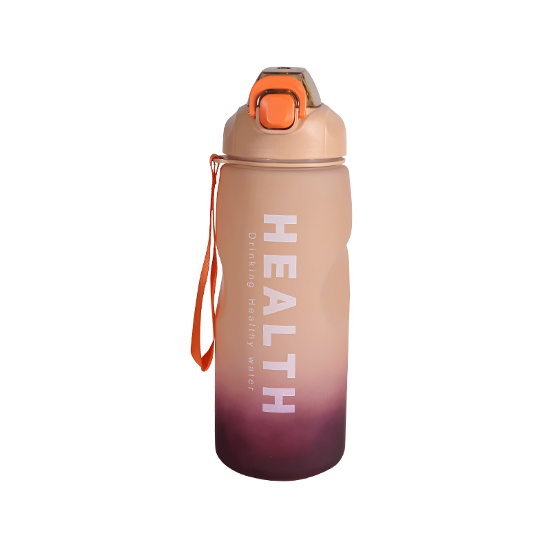 Taza de botella de agua deportiva con gradiente multicolor esmerilado de plástico