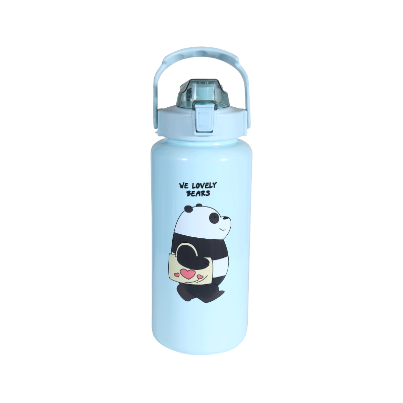 Taza de botella de agua para niños con patrón de oso de dibujos animados de plástico