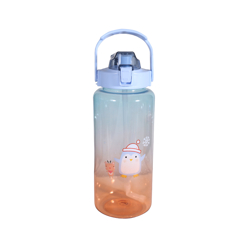 Juego de botellas de agua con patrón de pingüino de dibujos animados lindo de plástico