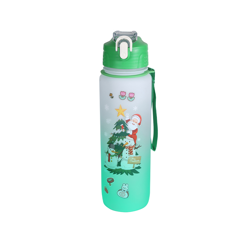 Taza de botella de agua deportiva con gradiente esmerilado serie navideña