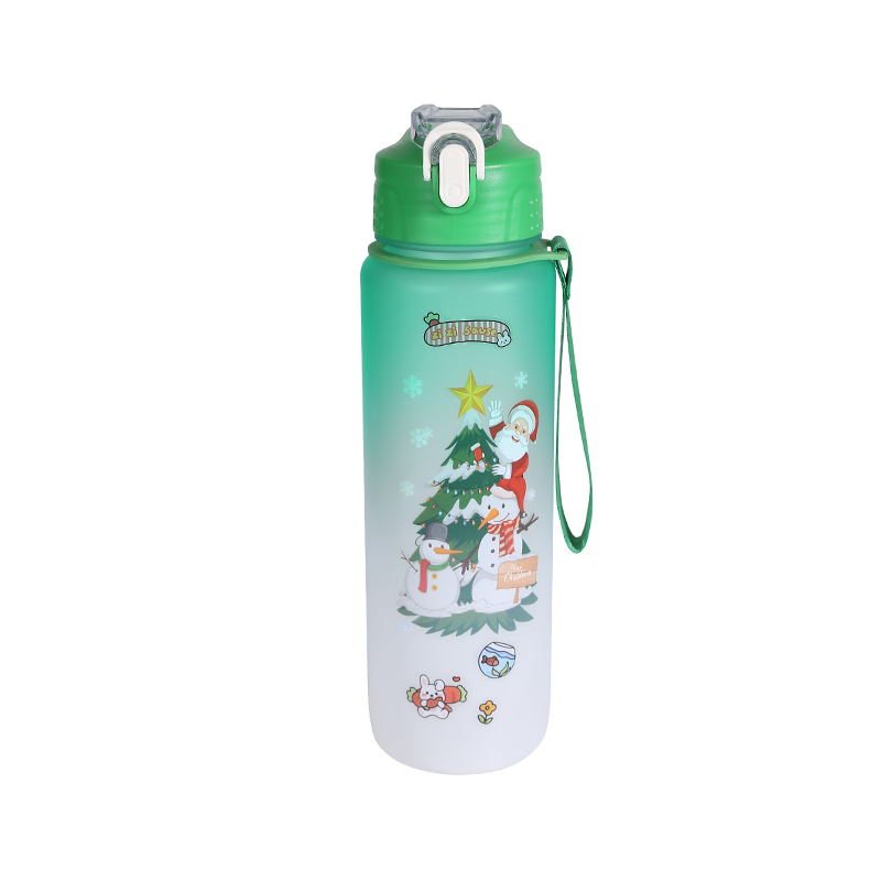 Taza de botella de agua deportiva con gradiente esmerilado serie navideña