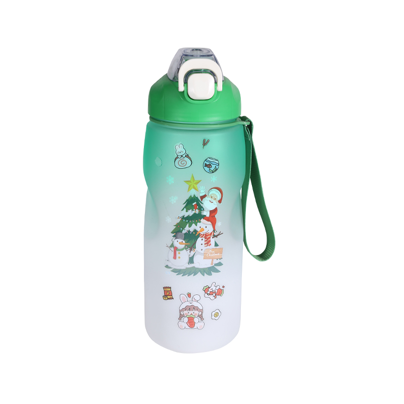 Taza de botella de agua deportiva con gradiente esmerilado serie navideña