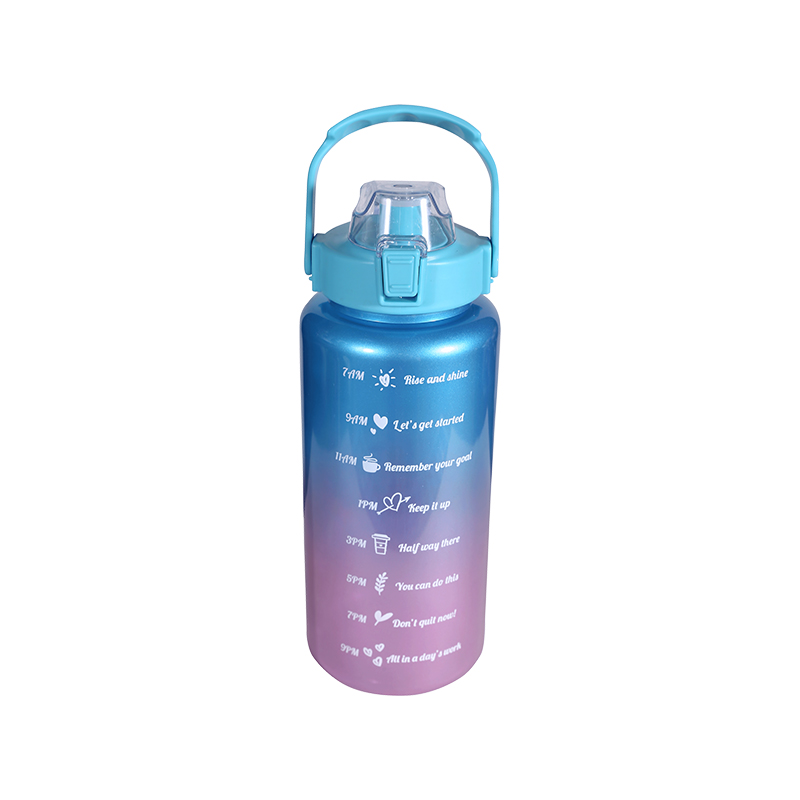 Juego de botellas de agua deportivas con copa espacial degradado multicolor con cubierta de rebote