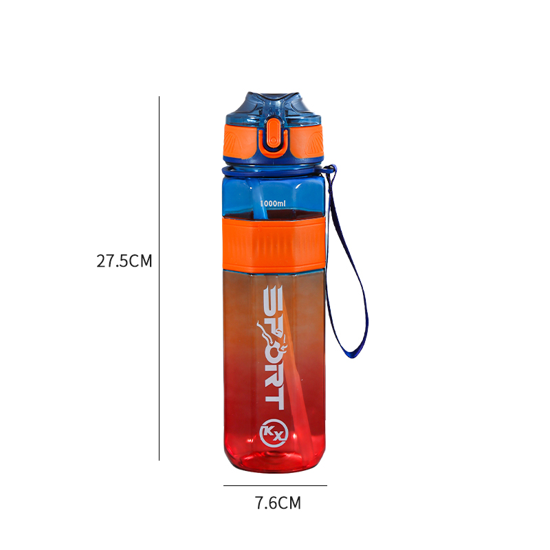 8080 Botella de agua deportiva para beber directamente, colorida y octogonal
