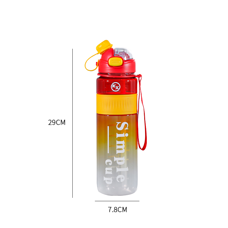 8084 Botella de agua deportiva colorida con tapa giratoria y doble para beber