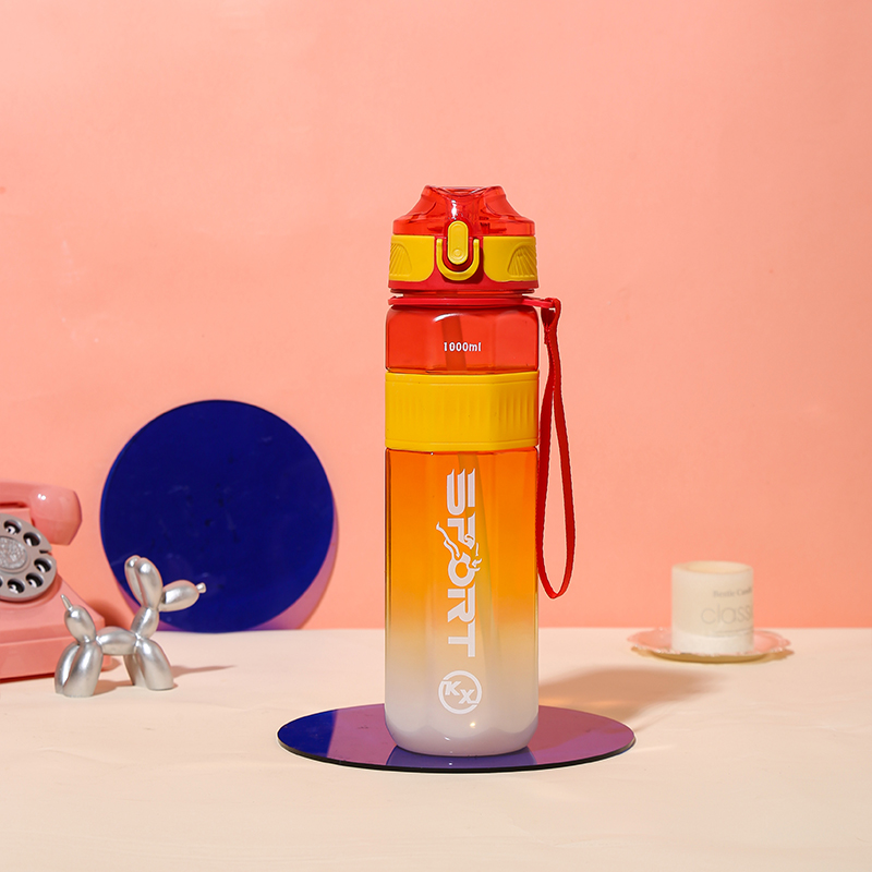 8080 Botella de agua deportiva para beber directamente, colorida y octogonal
