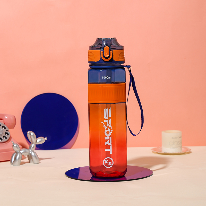 8080 Botella de agua deportiva para beber directamente, colorida y octogonal