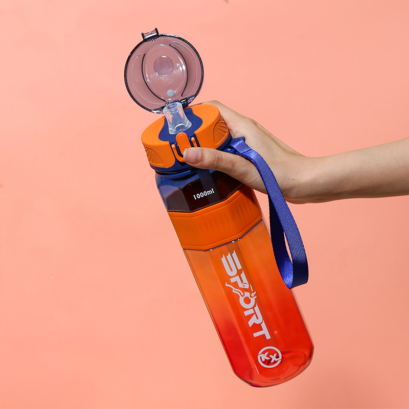 8080 Botella de agua deportiva para beber directamente, colorida y octogonal
