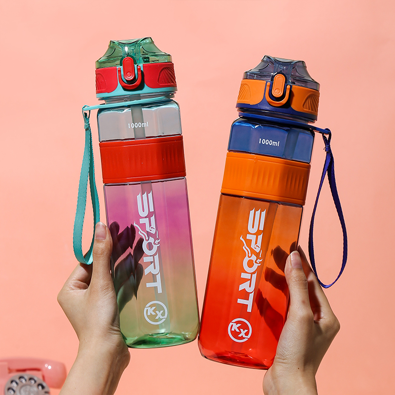 8080 Botella de agua deportiva para beber directamente, colorida y octogonal